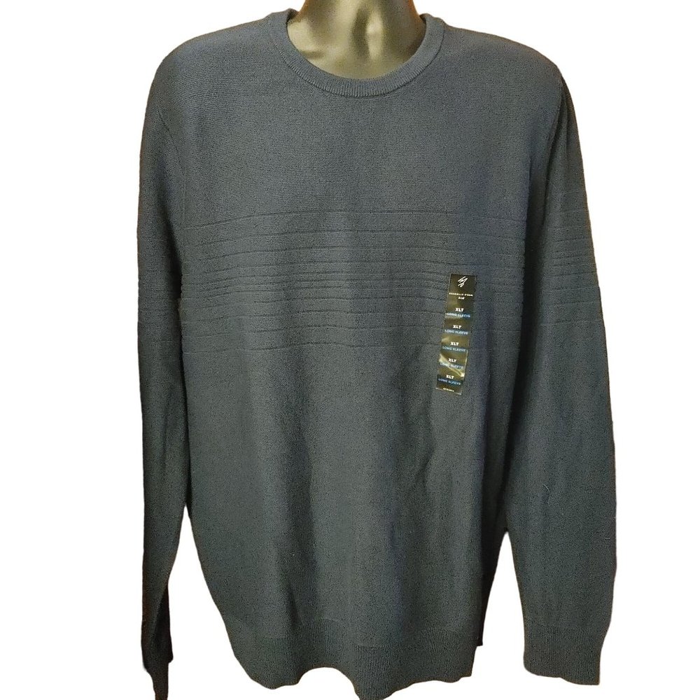 Shaquille O'Neal Men's Blue Long Sleeve Crew Neck Light Sweater XLT